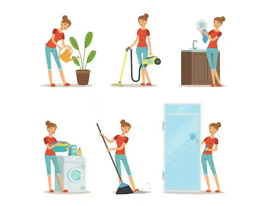  vector woman doing housework=